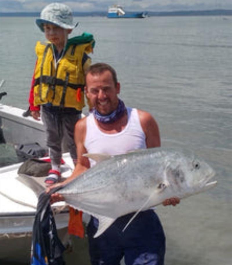 Mick Cassar got fully stretched by this 101cm GT but won the battle on standard 30lb tackle photo copyright Fisho's Tackle World taken at  and featuring the Fishing boat class