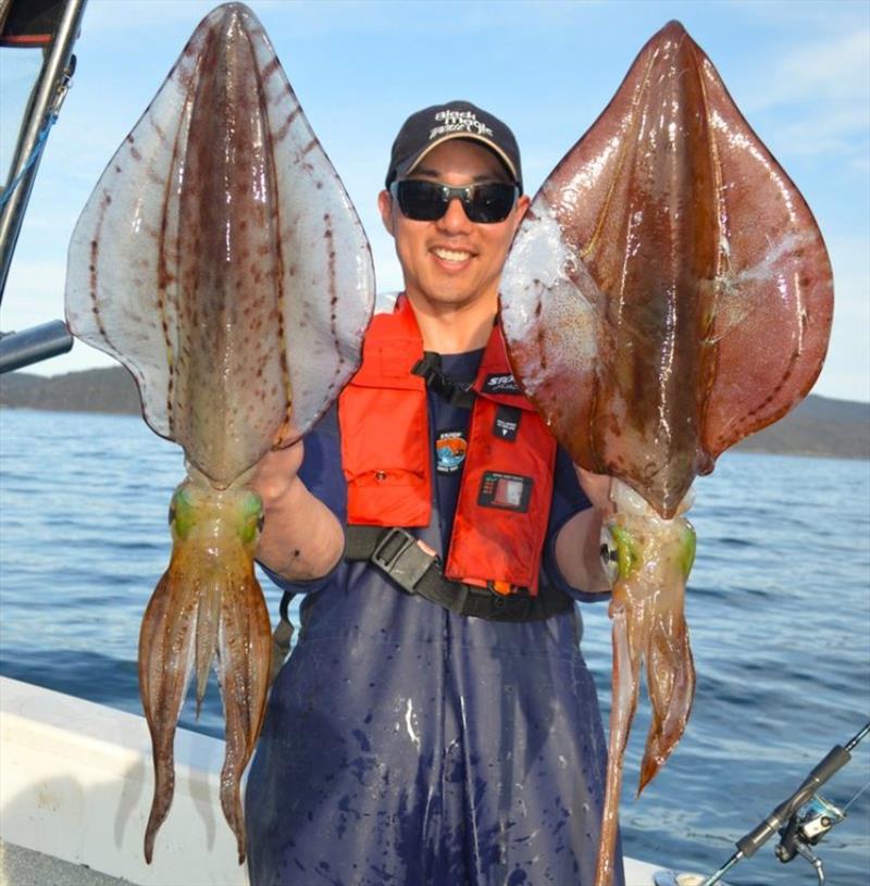 Jonah with some big hoods photo copyright Spot On Fishing Hobart taken at  and featuring the Fishing boat class