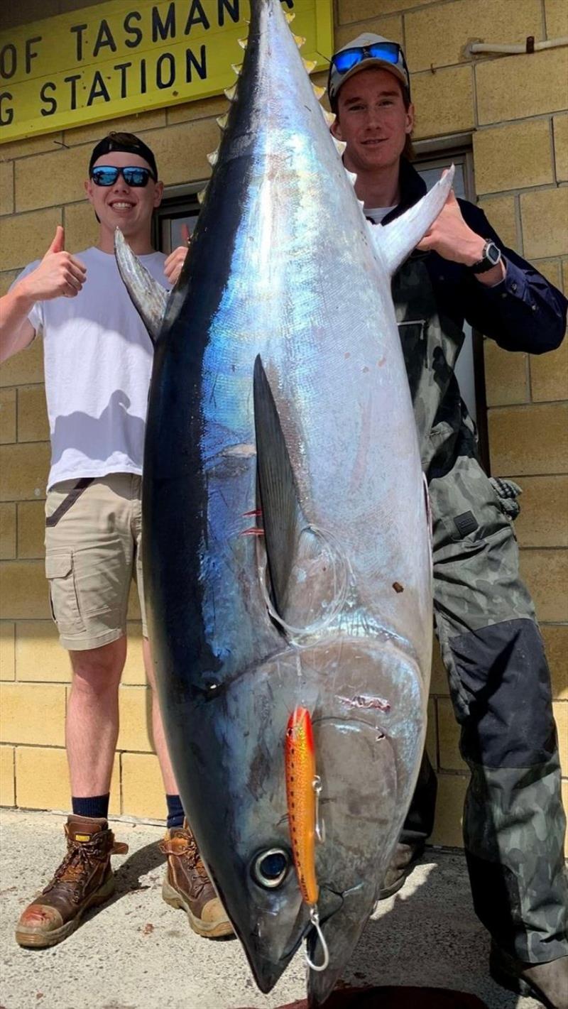 Jonty and fried with a October barrel photo copyright Spot On Fishing Hobart taken at  and featuring the Fishing boat class