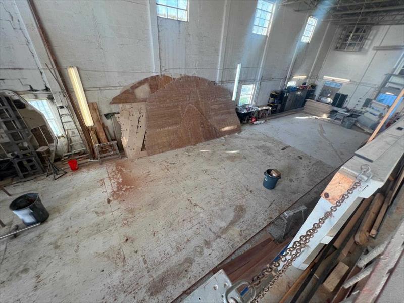 Hull #12 - Bulkhead and jig assembly - photo © Michael Rybovich & Sons