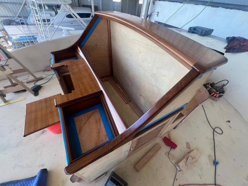 Hull #9 - Helm area in sealer - photo © Michael Rybovich & Sons