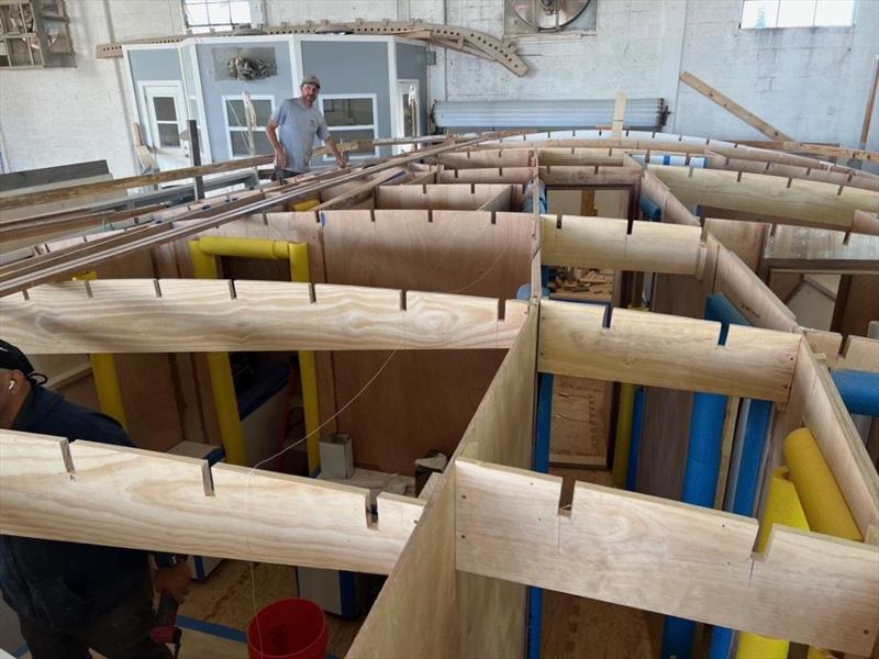 Hull #11 - Installing foredeck carlins - photo © Michael Rybovich & Sons