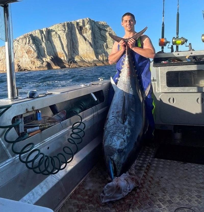 Joel Watling with a barrel from The Rock - photo © Spot On Fishing Hobart