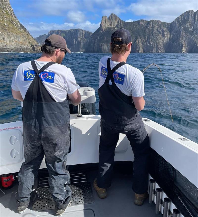 Angus and Jonty hooked up at Tasman photo copyright Spot On Fishing Hobart taken at  and featuring the Fishing boat class