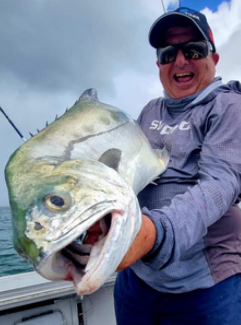 Jeff Hirning enjoyed the battle with this sizeable queenfish photo copyright Fisho's Tackle World taken at  and featuring the Fishing boat class