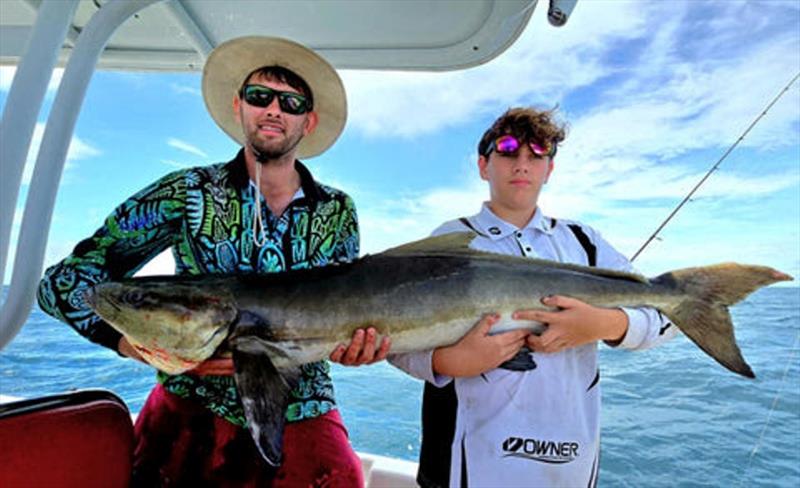 Hot Reels Charters is still catching cobia. With so many sand crabs in the bay, it is no surprise the cobes are lingering photo copyright Fisho's Tackle World taken at  and featuring the Fishing boat class