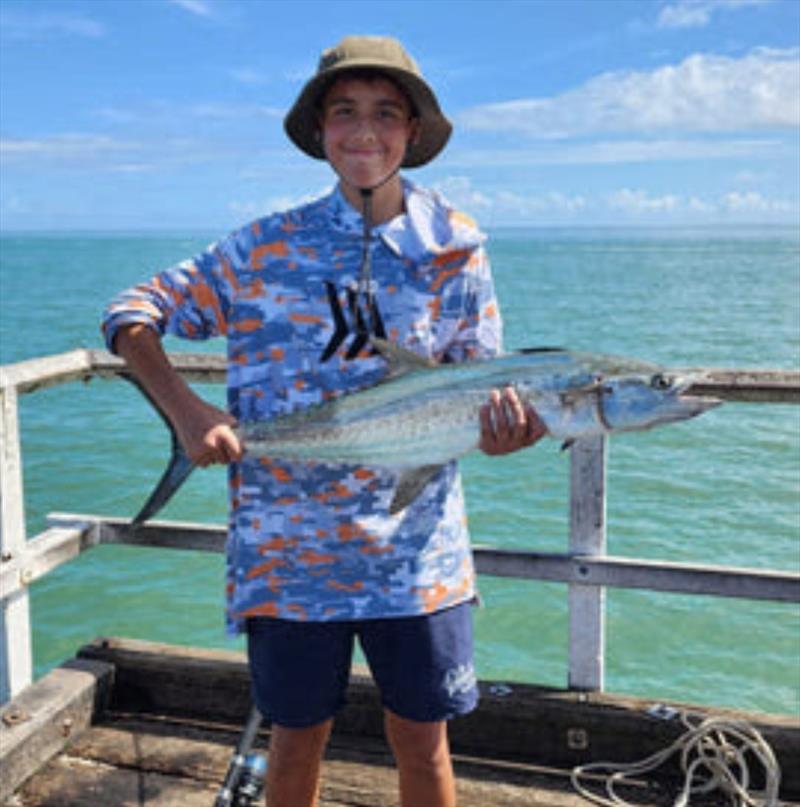 Mason hauled this broadie in at the pier prior to the arrival of the dirty water photo copyright Fisho's Tackle World taken at  and featuring the Fishing boat class