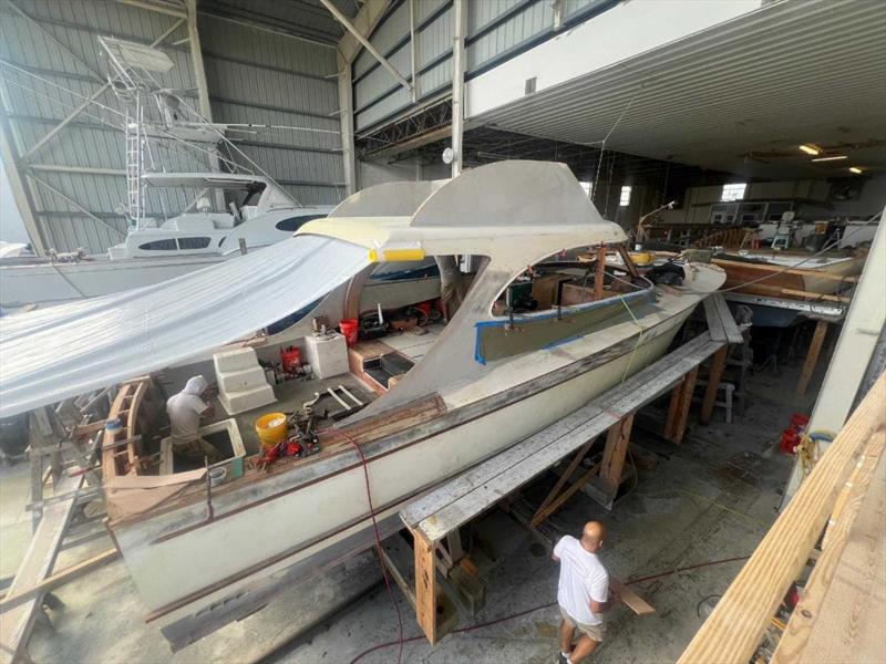 Hull #10 - Hull prep for primer - photo © Michael Rybovich & Sons