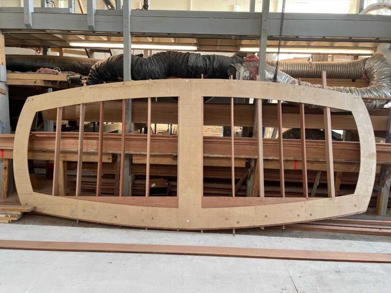 Hull #12 - Transom frame complete - photo © Michael Rybovich & Sons