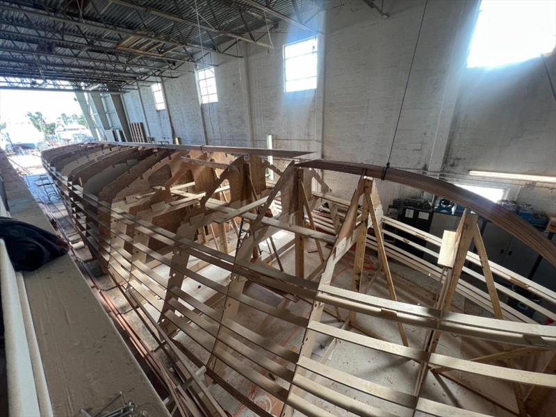 Hull #12 - Prepping to lay the keel - photo © Michael Rybovich & Sons