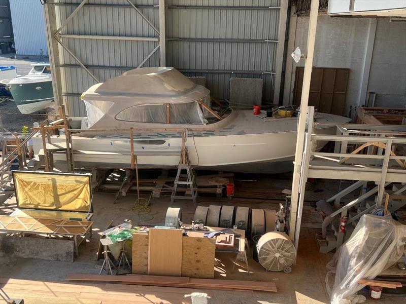 Hull #10 - Faired and ready for deckhouse primer - photo © Michael Rybovich & Sons