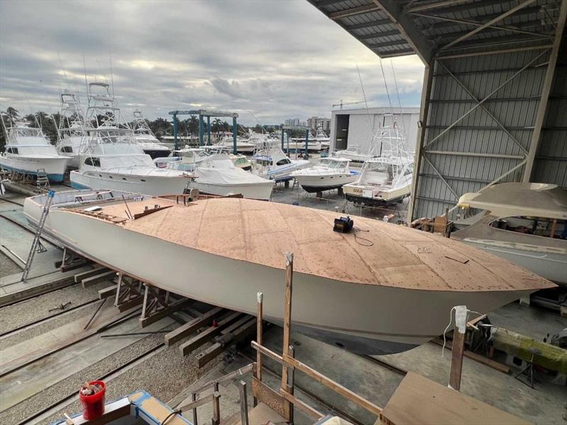 Hull #11 - Foredeck ready for glass - photo © Michael Rybovich & Sons