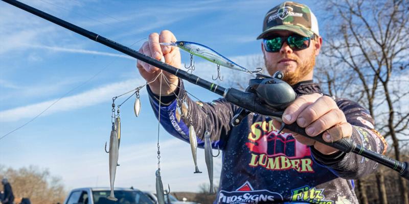 The umbrella rig and jerkbait combo was a big deal at a chilly Lake of the Ozarks. Angler: Michael Harlin - photo © Matt Brown / Major League Fishing