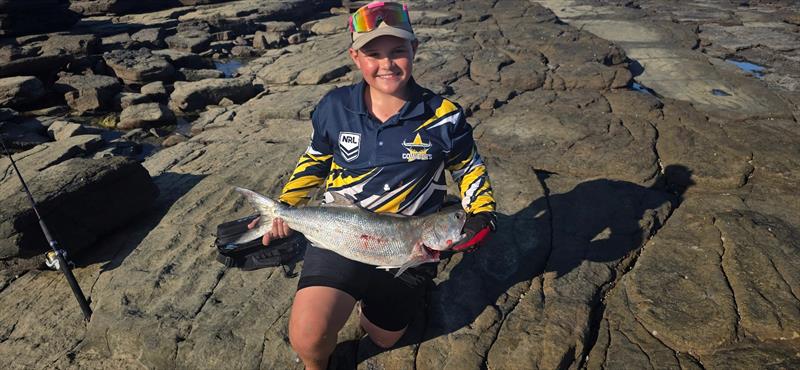 Blue salmon schools cruise the Pt Vernon - Pialba rock faces and are suckers for all manner of softies slugs hardbodies and stickbaits - photo © Fisho's Tackle World