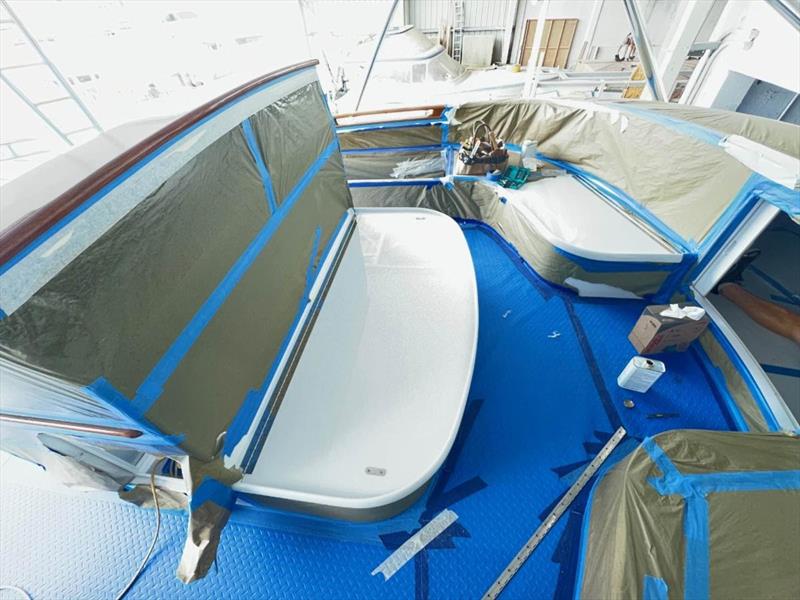 Hull #9 - Final bridge seat assembly - photo © Michael Rybovich & Sons