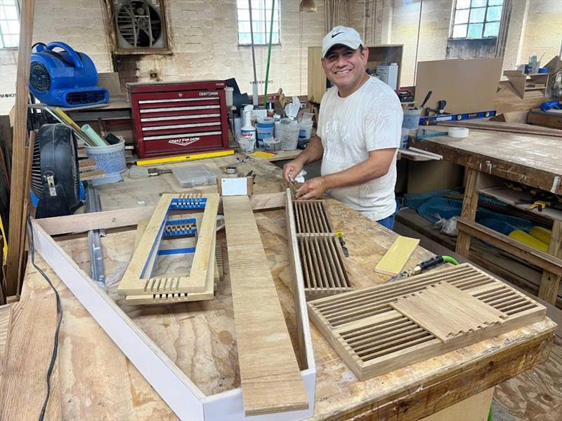 Hull #10 - Marcos on AC louvers - photo © Michael Rybovich & Sons
