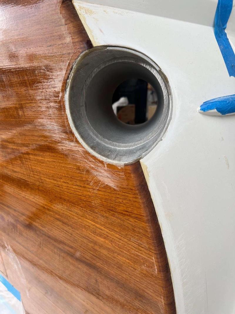 Hull #10 - Hawse pipe fabrication - photo © Michael Rybovich & Sons