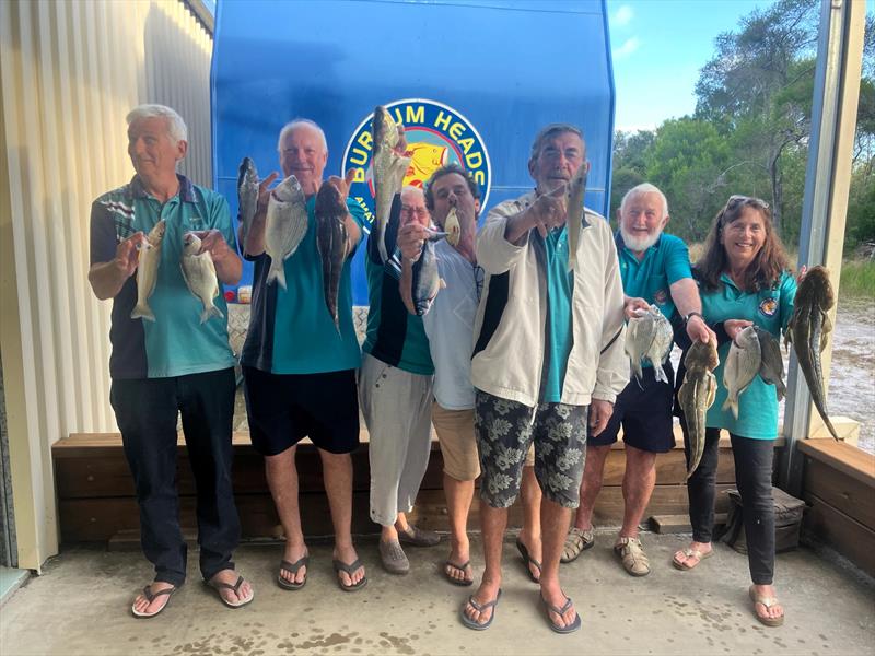 BHAFC members weighing in their catch in their latest club comp. All but Steve's cat's toys indicate what is biting in the lower Burrum - photo © Fisho's Tackle World