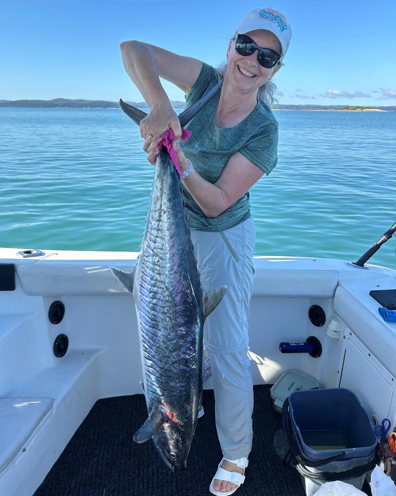 Tanya had a serious workout subduing this large spaniard Wednesday morning. Great Fish Tanya. Drop in for a Fisho's cap on us - photo © Fisho's Tackle World