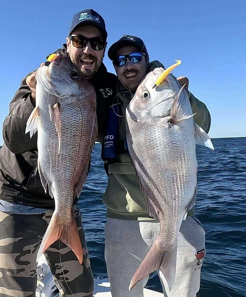 Snapper came thick and fast for Scott and Kealan a week ago off the Wide Bay bar. Surely, we will see some turn up here this dark moon - photo © Fisho's Tackle World Hervey Bay