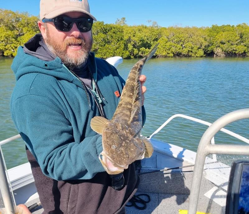Flatties will become more common on our flats as winter wears on. Stuart took time out from reef fishing for a little fun in the shallows - photo © Fisho's Tackle World Hervey Bay
