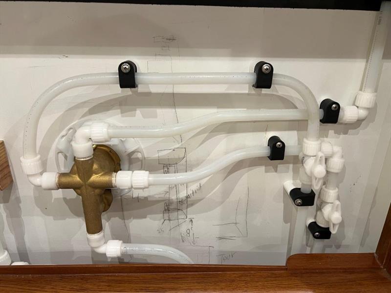 Hull #9 - Fresh water plumbing - photo © Michael Rybovich & Sons