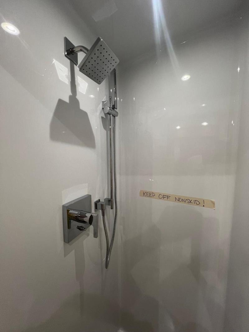 Hull #9 - Shower hardware installed - photo © Michael Rybovich & Sons