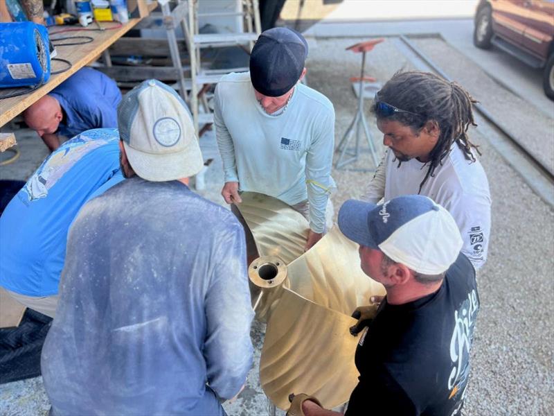 Hull #9 - Propeller install - photo © Michael Rybovich & Sons