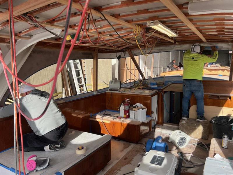 Hull #10 - Prepping deckhouse interior for paint - photo © Michael Rybovich & Sons