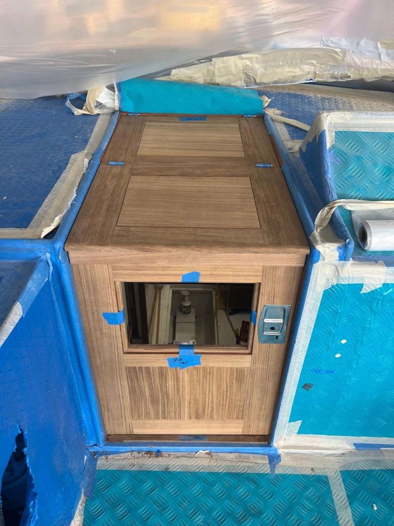 Hull #10 - Companionway hatch and door ready for varnish - photo © Michael Rybovich & Sons