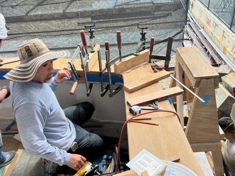 Hull #10 - Covering board installation - photo © Michael Rybovich & Sons