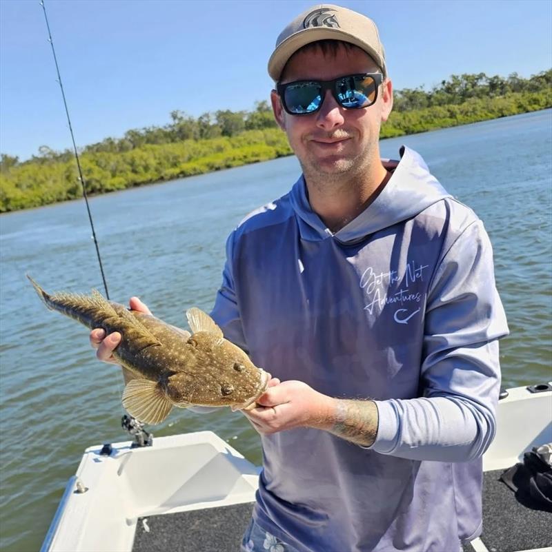 Flatties are increasingly common week by week at present, so fish like this one of Justin's will be regular captures in July - photo © Fisho's Tackle World Hervey Bay