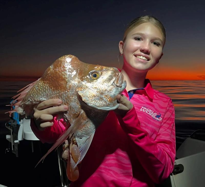 Maddy with the all-too-familiar result of a snapper session when the noahs are about - photo © Fisho's Tackle World Hervey Bay
