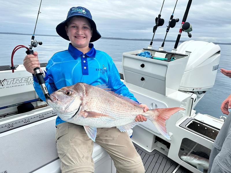 Carson Parker caught this Hervey Bay snapper on a Daiwa Saltiga FK 85-gram jig - photo © Fisho's Tackle World Hervey Bay