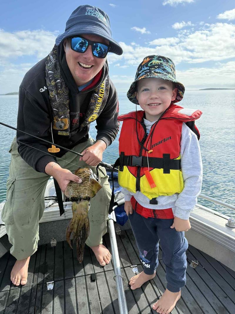 Fun times for the Greens when they found some squid - photo © Fisho's Tackle World Hervey Bay