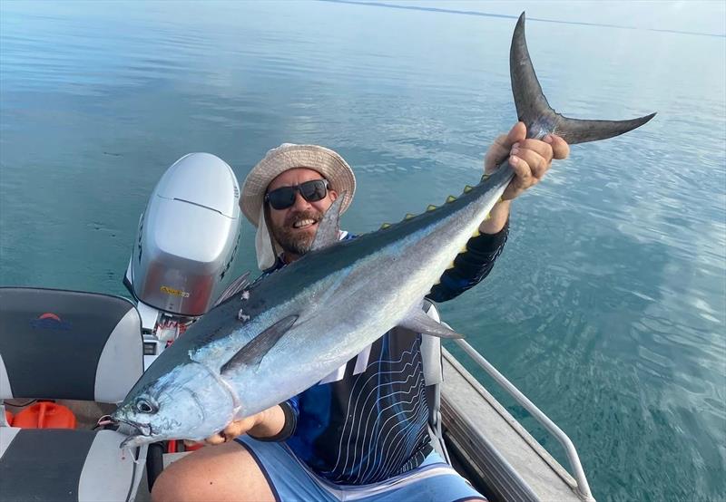 This big longtail of Simon Trewin's is typical of the larger average longtails you can find sub-surface in the bay in winter - photo © Fisho's Tackle World Hervey Bay