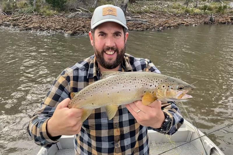 Phil with a Tooms brown - photo © Spot On Fishing Hobart