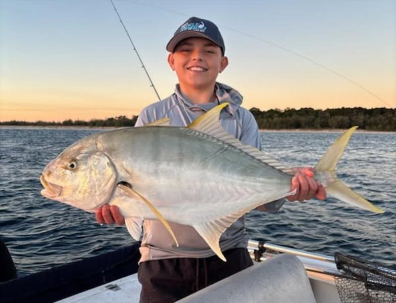 Cooper's first goldie on a jig was a memorable moment, and no doubt just one of many to come - photo © Fisho's Tackle World Hervey Bay