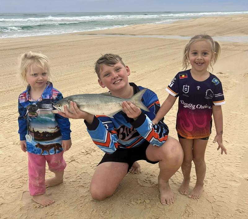 Ethan, Mia and Aliyah raced to get amongst the action when any fish were caught on their recent Fraser Island trip - photo © Fisho's Tackle World Hervey Bay