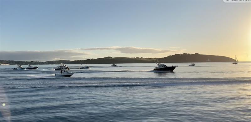 Boats from across the UK cross the start line heading towards the world class bluefin tuna grounds off Falmouth for the inaugural UK Bluefin Tuna “Catch & Release” Championships in September 2024 - photo © Tim Macpherson