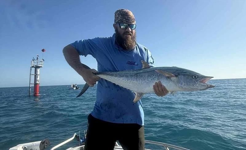No points for guessing where Greg Lewis caught this spanish mackerel - photo © Fisho's Tackle World Hervey Bay