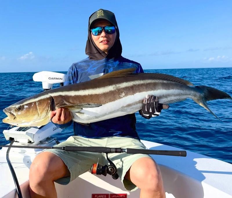 Taka from Daiwa came up to chase pelagics on topwater. Rough weather out wide was a challenge, yet he managed some fine fish - photo © Fisho's Tackle World Hervey Bay