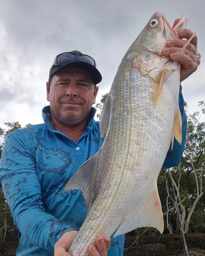 Matt Cawley found the threadies recently. Try our rivers or the creeks of the straits and you can be the next one posing for a happy snap - photo © Fisho's Tackle World Hervey Bay