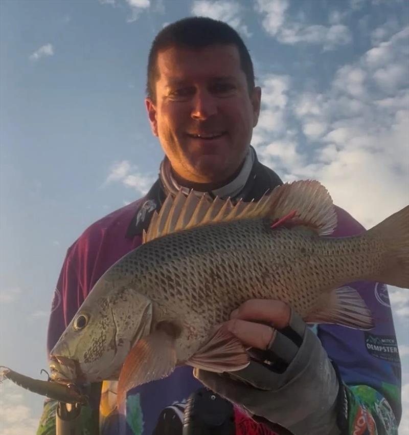 Ryan with a tagged mangrove jack on an MMD Splash Prawn. It's jack time fishos, so get out there and into them - photo © Fisho's Tackle World Hervey Bay