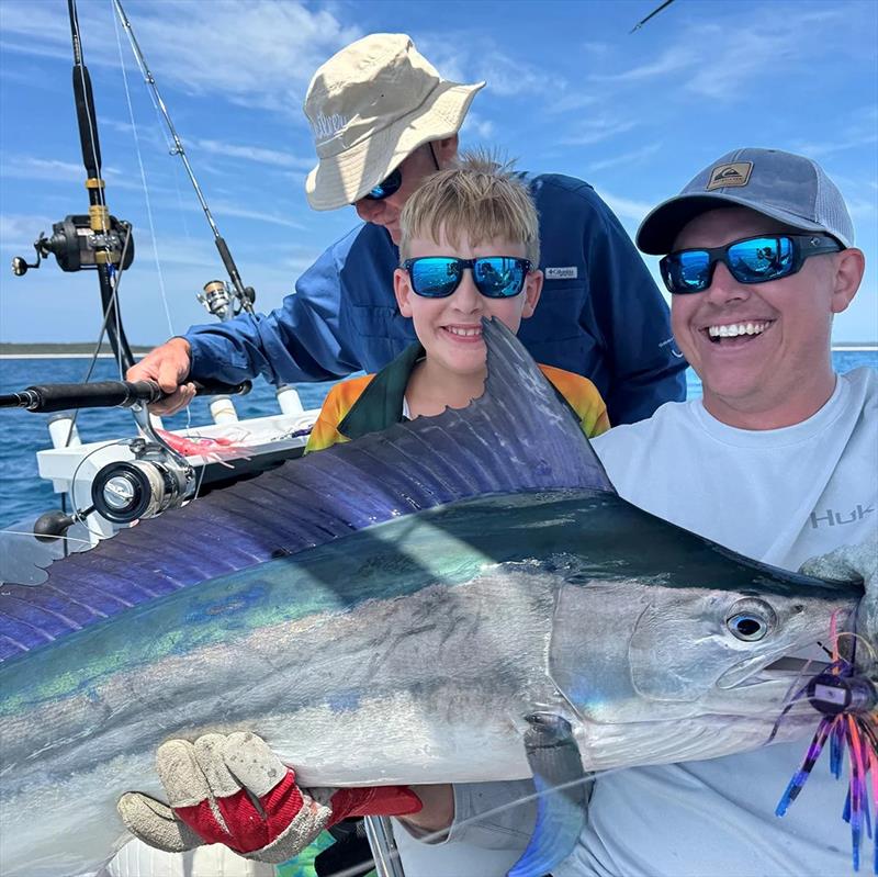 Mikey Serra's mission to catch a marlin before he turned 10 years of age was accomplished earlier this week. Well done young man - photo © Fisho's Tackle World Hervey Bay