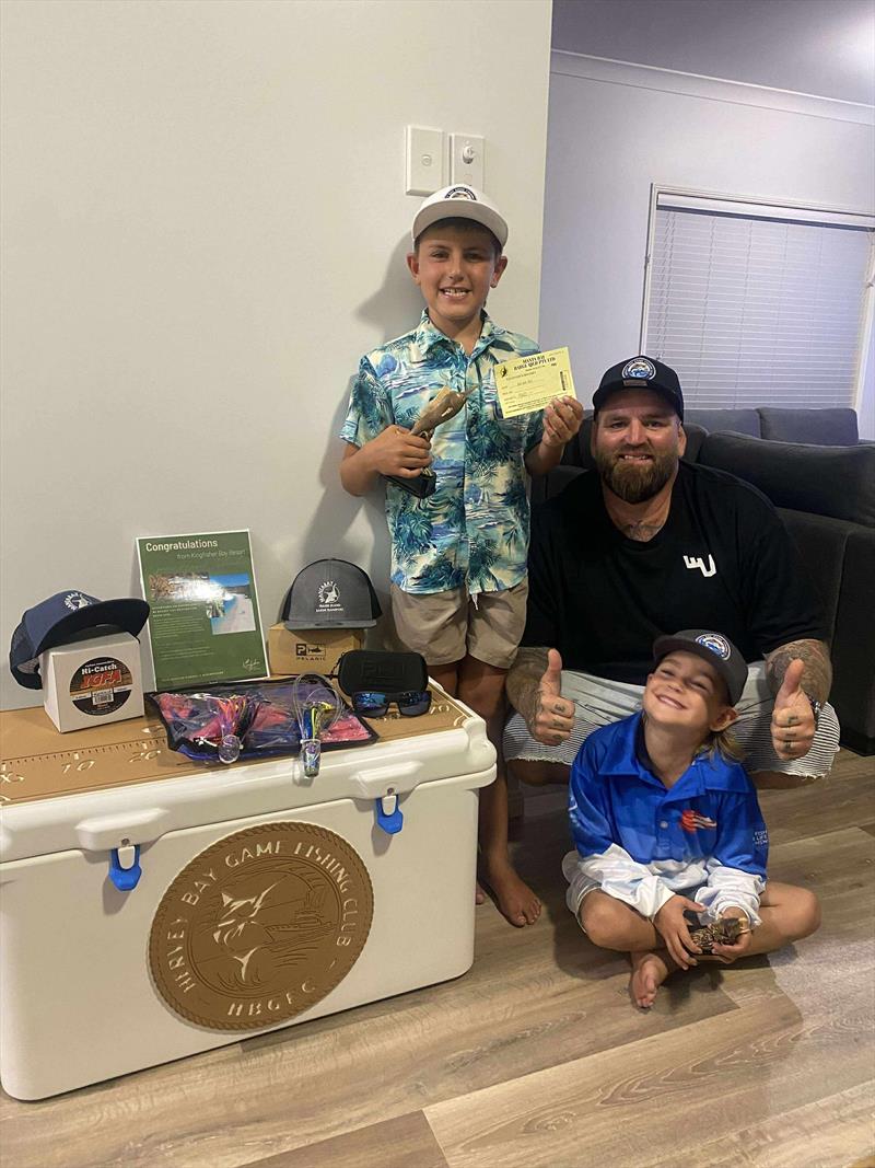 Tyler, Tahj and Koa with the spoils of their game fishing tourny success after scoring runner-up insider boat - photo © Fisho's Tackle World Hervey Bay