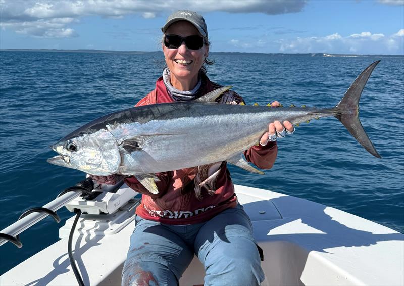 Proof that mac tuna aren't the only tuna in the bay at present. Saltwater Playground Charters found fish such as this model recently photo copyright Fisho's Tackle World Hervey Bay taken at  and featuring the Fishing boat class