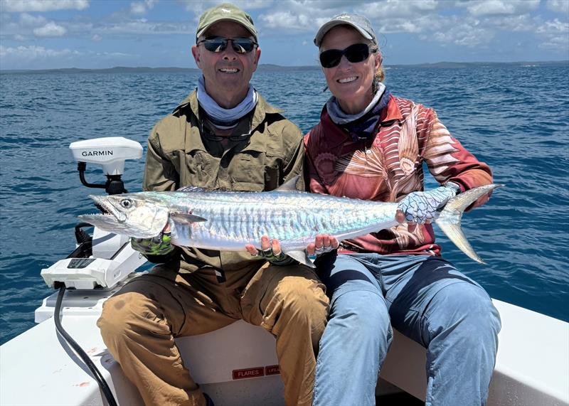 Catching fish such as spaniards is all part of a fun day out on a Saltwater Playground Fishing Charter. Gene and Donna had a great day photo copyright Fisho's Tackle World Hervey Bay taken at  and featuring the Fishing boat class