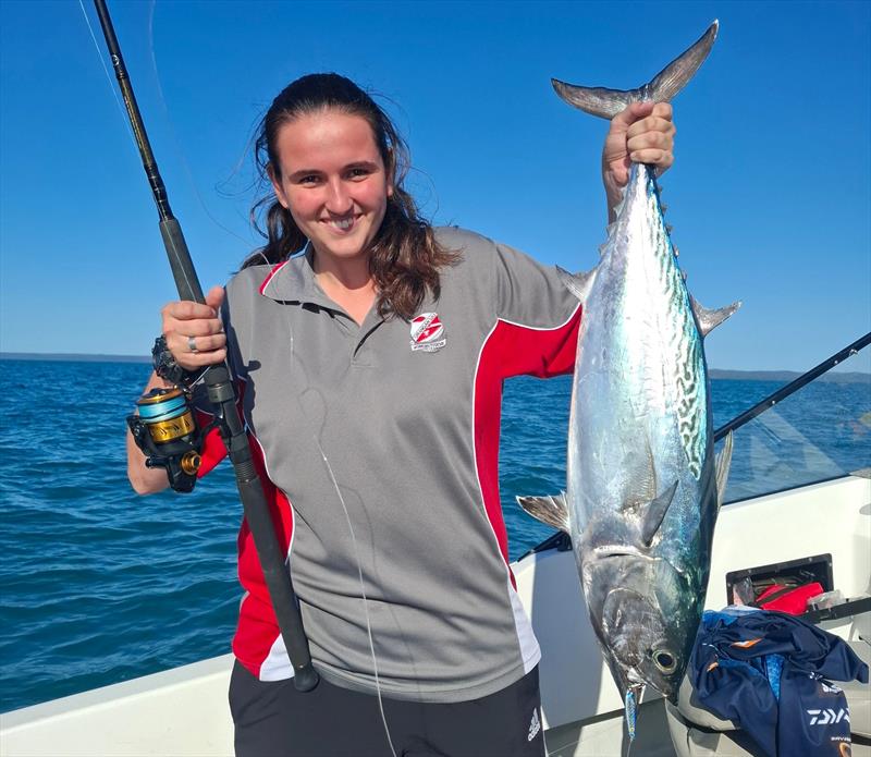 A quick spinning session after school saw Lillyahna catching a few chunky mac tuna like this one photo copyright Fisho's Tackle World Hervey Bay taken at  and featuring the Fishing boat class