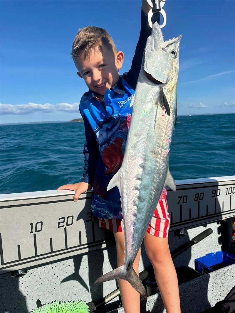 There's mackerel nearly as big as your kids out there at the moment. Leo Arnold with a ripper - photo © Fisho's Tackle World Hervey Bay